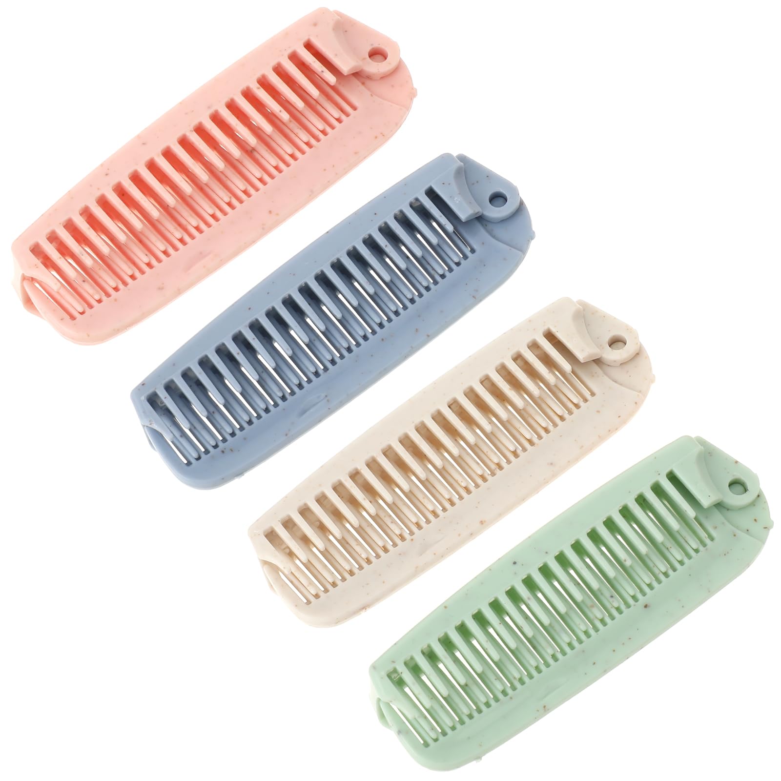 JJUNW 4 peines plegables de paja de trigo, cepillo plegable de viaje, herramienta de peluquería de doble cabeza para hombres y mujeres, perfecto para viajes