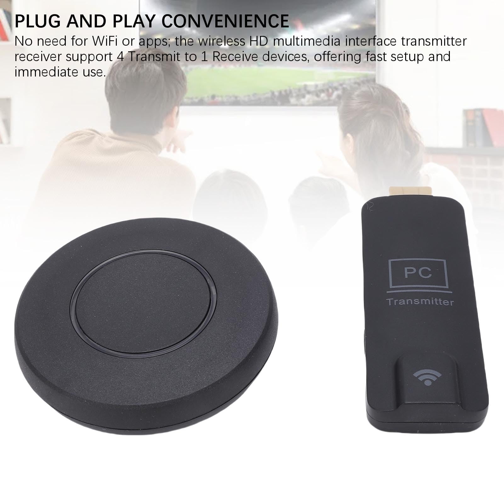 Bewinner Wireless HD Multimedia Interface Extender Zestaw, Wtyczka i Odtwarzanie Odbiornika 5G, Dekodowanie 4K Dekodowanie 1080p 60 Hz Adapter Wyświetlacza dla PC Laptop Telefon