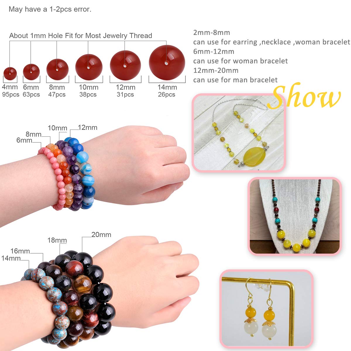 15 Piedras Preciosas De ágata Amarilla Sueltas - 8 Mm Redondas, Opacas, Ideales Para Bisutería Y Manualidades