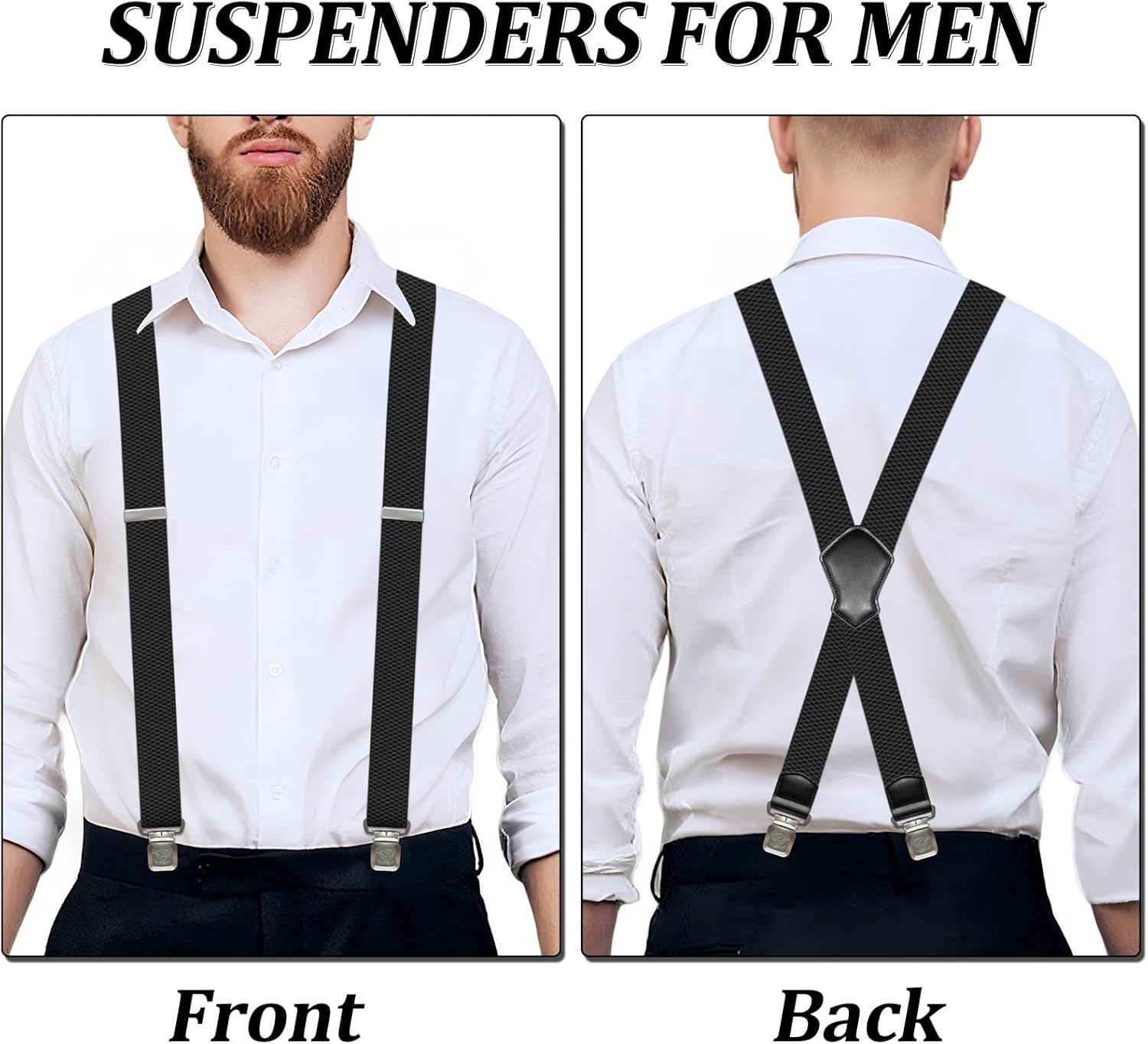 Suspenders for Men Heavy Duty 1.6 Inch Wide Mens Suspenders for Jeans Dress X Back Elastic Adjustable - Image 3
