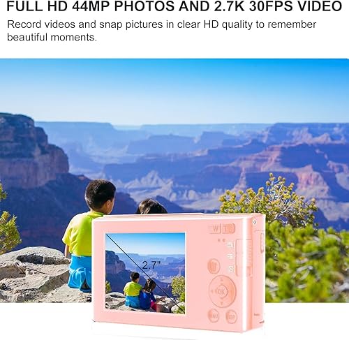 Vista 15 de Cámara digital de 44 MP con tarjeta SD de 32 GB, zoom digital 16X, pantalla de 2.4 pulgadas, apunta y disparo compacto para adolescentes