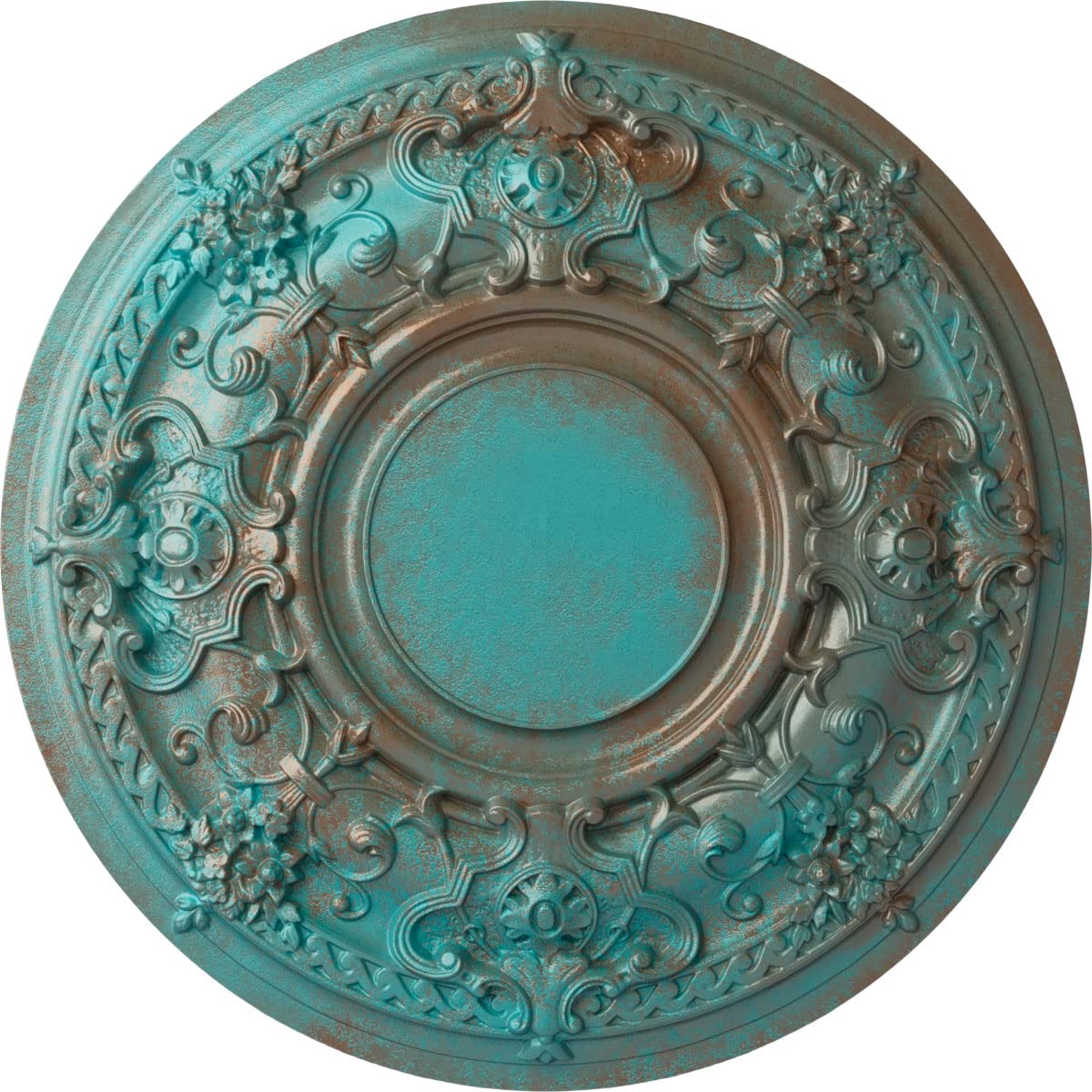 Médaillon de plafond pour cacher les trous autour du lustre rosace cuivre antique 32"