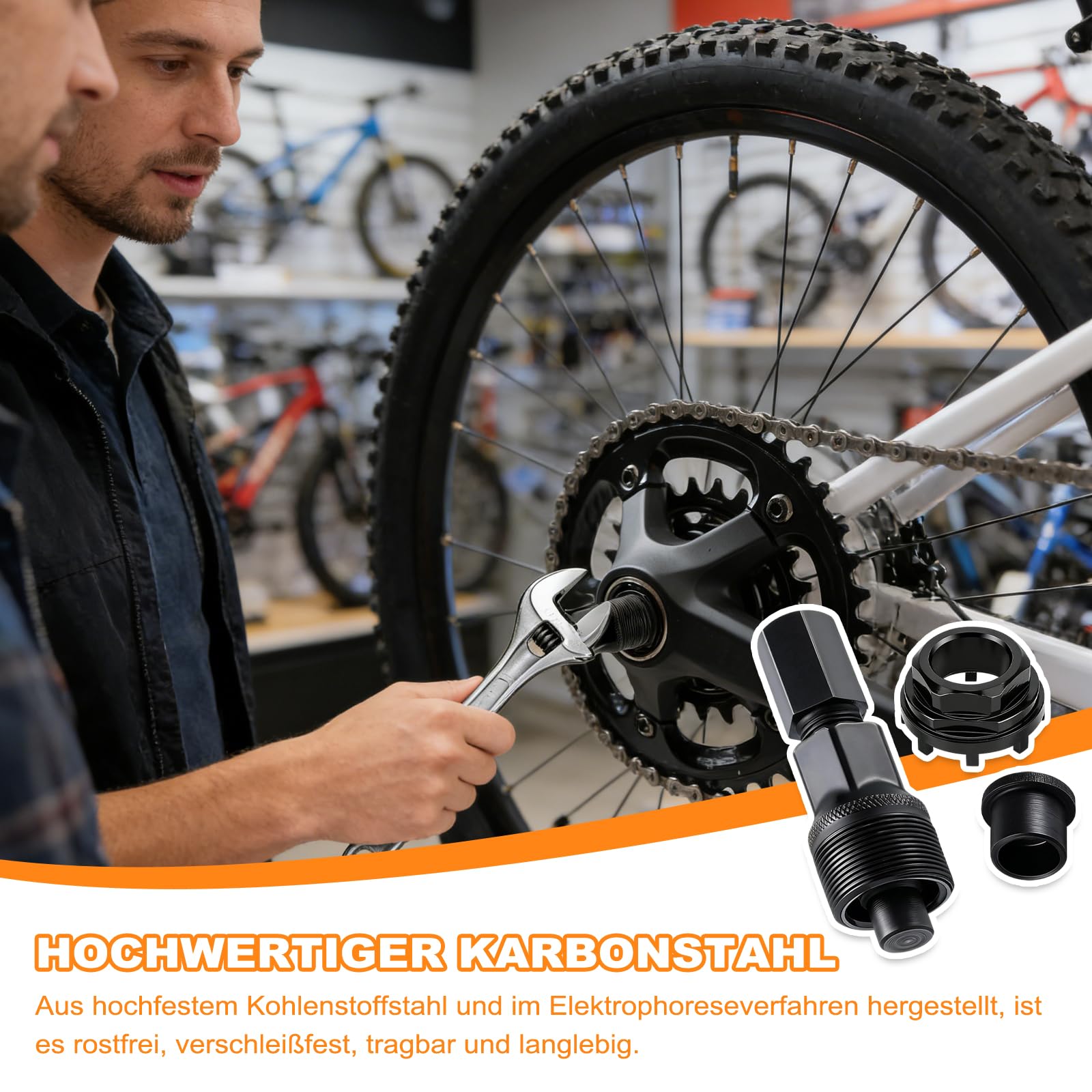 Narzędzie do zamka łańcucha rowerowego, 42 mm, czarne narzędzie do suportu z ściągaczem korby, ściągacz korby rowerowej z 8 zębami dla wielu typów rowerów