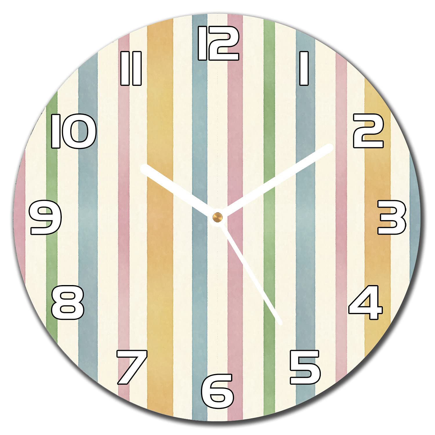 Horloge en verre cuisine salon murale moderne 30 cm aiguilles blanches lignes abstraites
