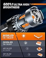 Vista 4 de SEALIGHT Bombilla LED 7443 7440, luces intermitentes ámbar, T20 7441 7444 992 W21W bombilla LED con proyector, incluye decodificadores adicionales