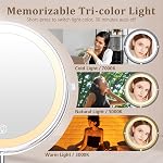 Unimiro 9inch Miroir mural de maquillage avec lumière, 1x/20x 5000mAh Miroir grossissant rechargeable avec lumière, 360° Miroir de salle de bains rotatif avec lumières, 3 Couleur, 80 LEDs, dimmable pas à pas