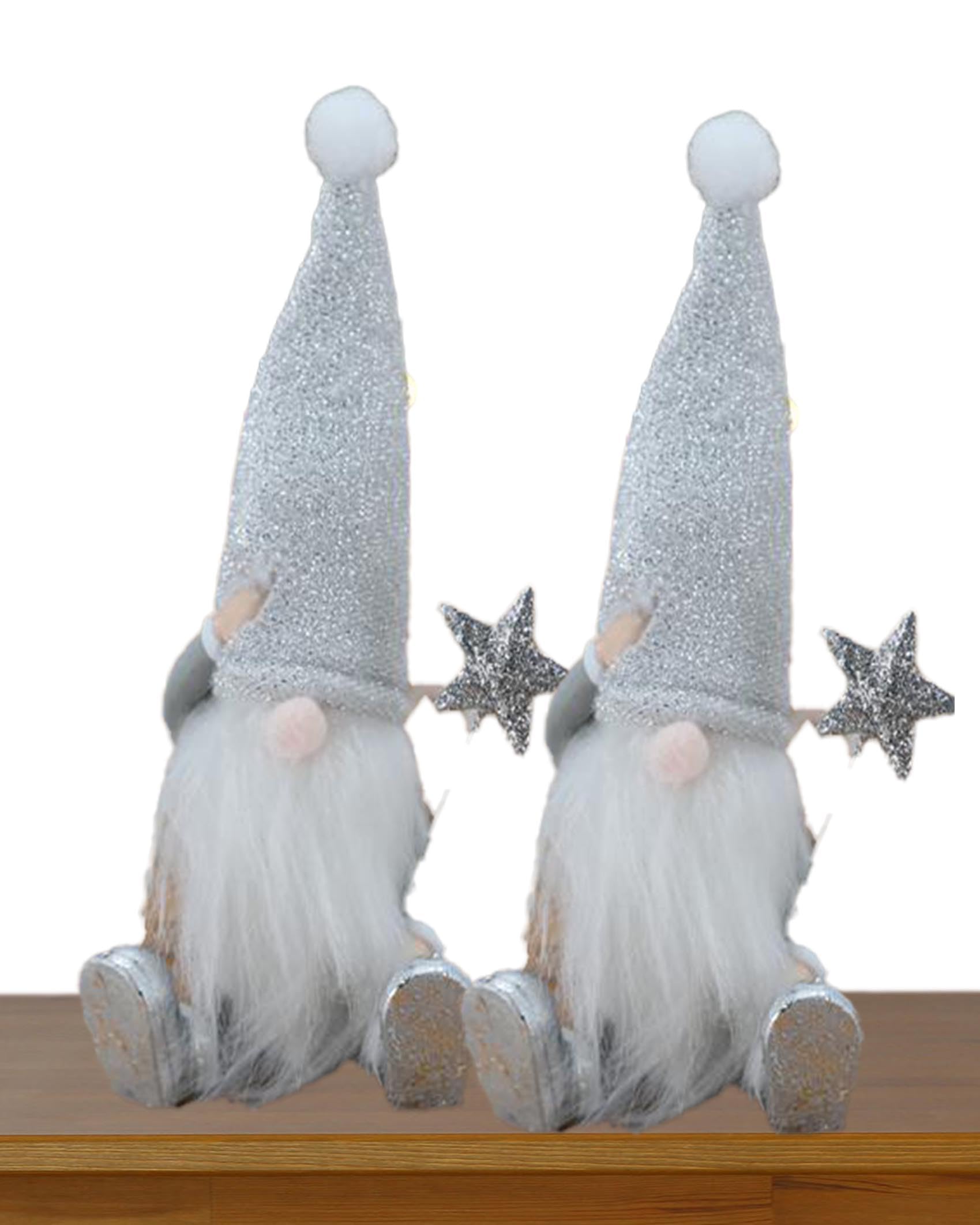 KAMACA Lot De 2 Figurines Décoratives De Lutins En Ski - Couple De Lutins En Tissu - Charme Scandinave - Idée De Décoration - Décoration D'hiver - Idée De Cadeau - Décoration