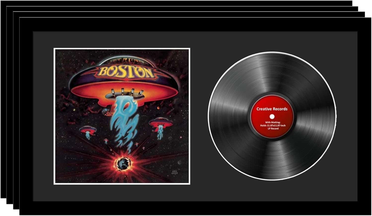 Creative Picture Frames 16" x 30" Music Frame with Black Matting Displays Album Cover Sleeve with 33 Vinyl LP (Pack of 4)