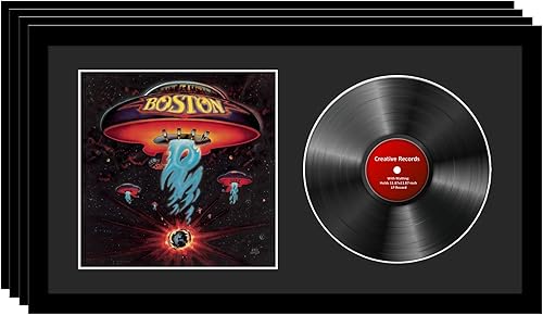 Creative Picture Frames Marco de música de 16 x 30 pulgadas con pantalla negra mate cubierta de álbum con 33 vinilos LP (paquete de 4)