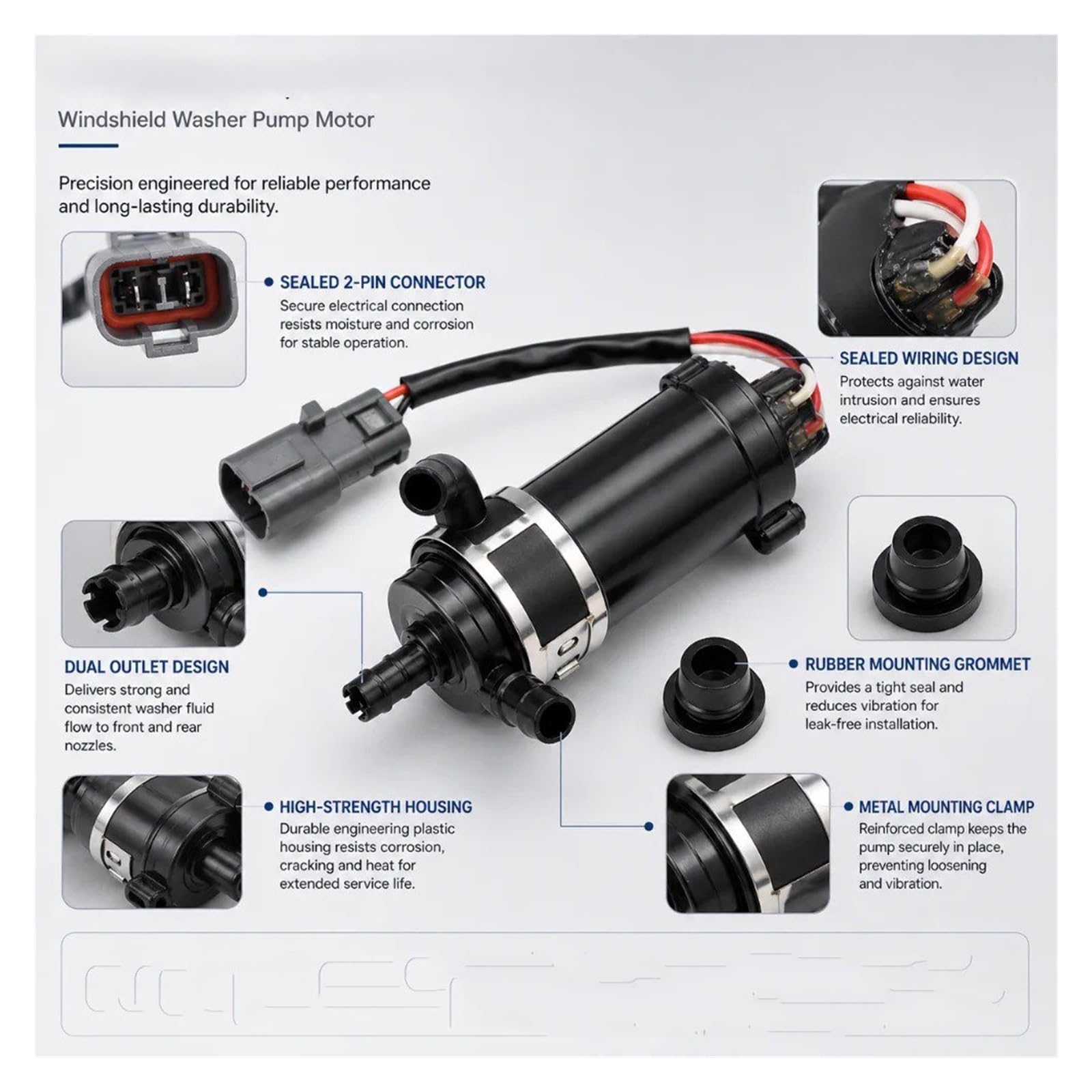 12V Universal Para Civic 2001-2005 Para CR-V 76806-S5A-S01 Elemento Bomba Limpiaparabrisas Depósito Motor Delantero 24V Para Furgonetas