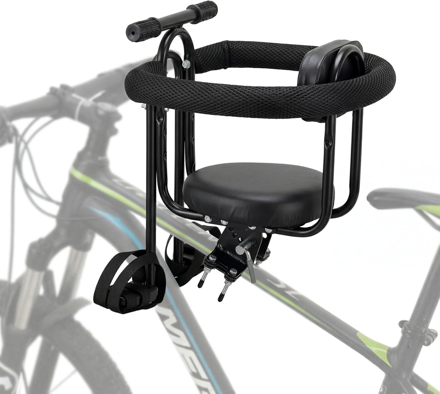 Toddler Bike Seat Front Mounted,Child Bicycle Saddle for Adult Bike,Kids Bike Seats for Mountain/Road/Cruiser Bikes, Kid Front Carrier,Full Guardrail,Safe & Comfortable for Baby 1-4 Yrs,Max Load 55lbs
