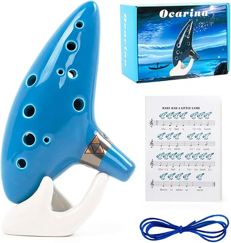 Miniatura 9 de Ocarina en Do de 12 hoyos con cancionero, base y cordón para el cuello