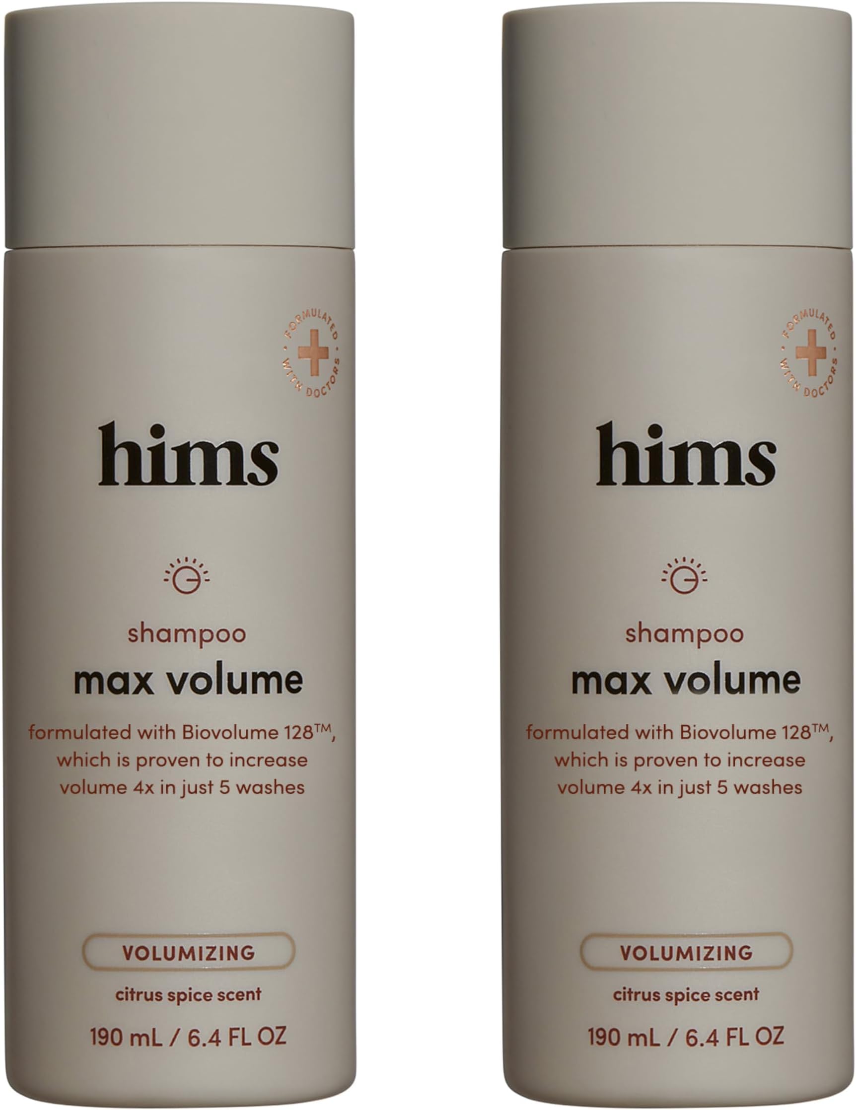 HIMS & HERS Max Volume Shampoo 2 Pack - Volumizing Shampoo for Men - Citrus Spice - Men's Natural Shampoo Adds Volume, Shine Bounce - 2 x 6.4 fl oz Bottles
