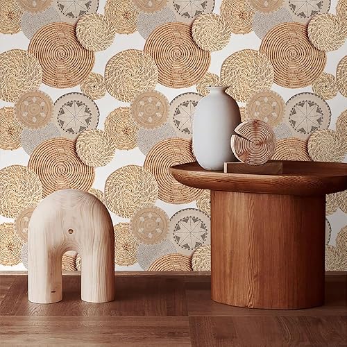 Miniatura 10 de Canastas bohemias para decoración de pared, papel tapiz autoadhesivo extraíble, fácil de despegar, papel de contacto, para dormitorio, gabinete,
