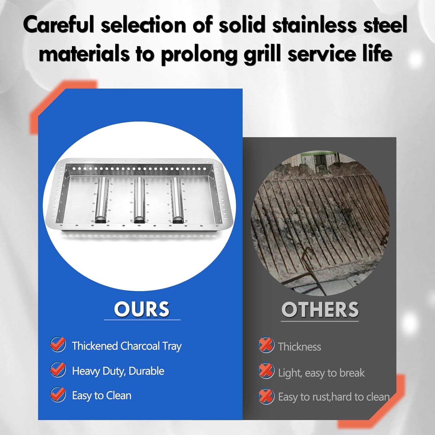 G421-0200-W1 463340516 Charcoal Tray Grill Replacement Part for Charbroil Gas2coal 3 Burner Hybrid Grill Charcoal Pan 463370519 463336818 463370518 463341918 Coal Ash Tray Grill Parts