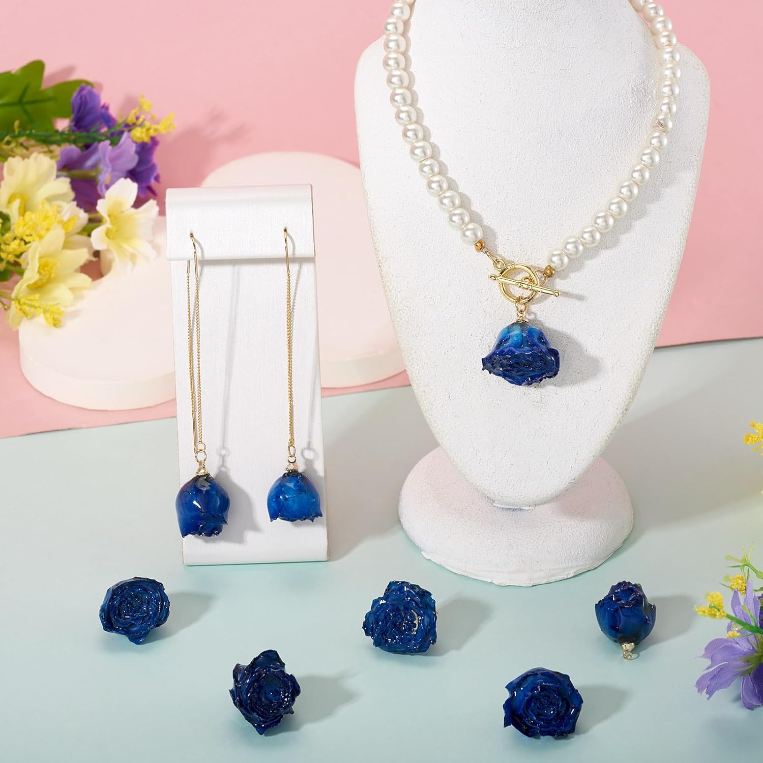 Craftdady Rose Flower Charms Plastic Flower Pendants Colorful Floral Charms for Valentines Day Gifts DIY Earrings, Bracelets, Necklaces Jewelry Making - Image 2