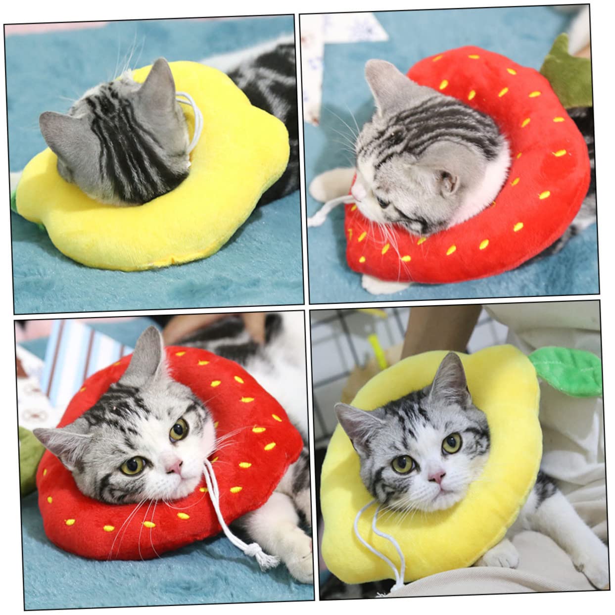 POPETPOP 6 Piezas círculo de Elizabeth Cono de Cuello después de la cirugía Collar de cirugía para Perros Diademas Collar de Cono de Gato Suministro de Mascotas el Gato Lindo Franela