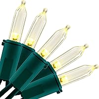 Vista 10 de YULETIME - Luces de Navidad LED de color blanco frío con cable verde, juego de luces de cadena de calidad comercial certificadas por UL de 33 pies