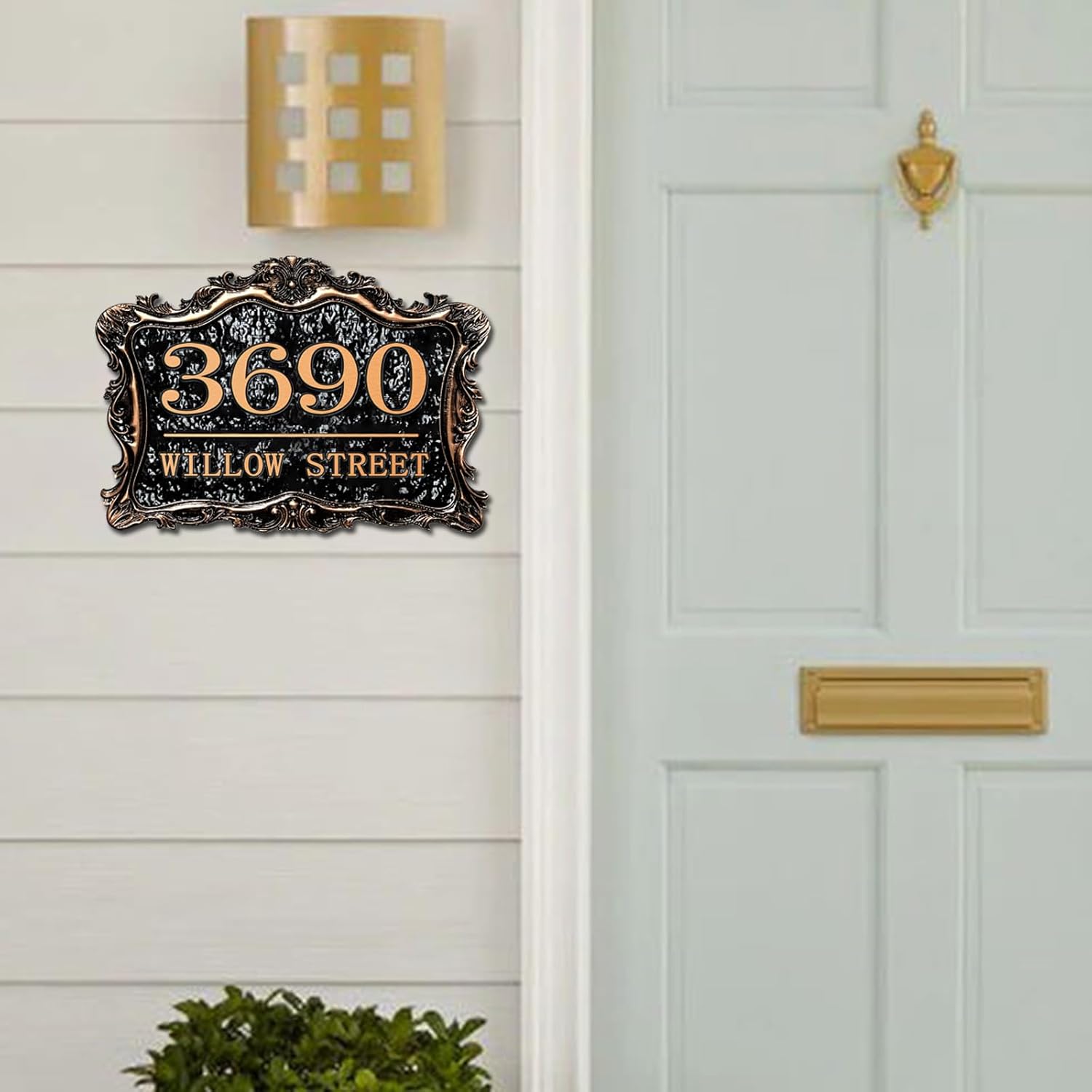 Personalized Address Signs for Houses Custom Vintage Address Plaque with Number Street Name for Yard Garden Apartment Indoor Outdoor-Antique Brass