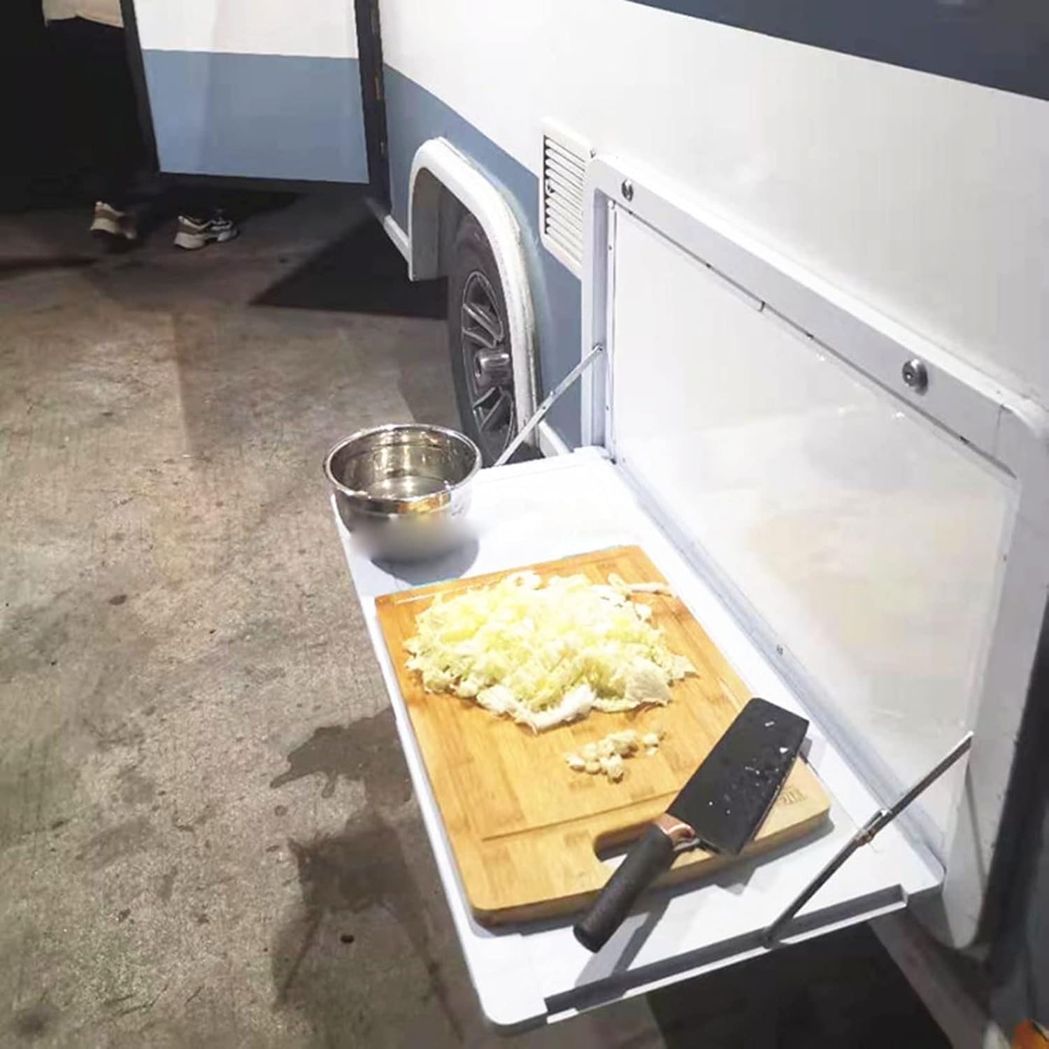 HEYOUTH Tavolo da Pranzo Pieghevole da Parete in Lega di Alluminio, Ribaltabile Esterno (White)