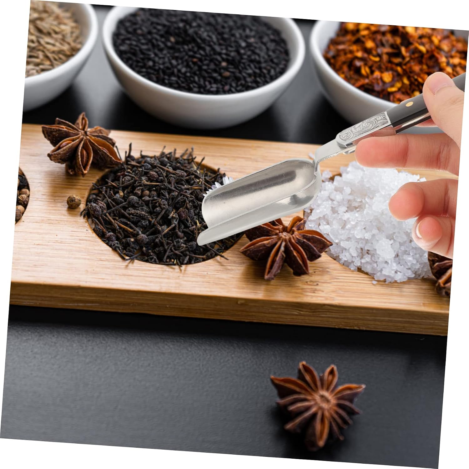 Alipis Vintage Metal and Wood Tea Spoon with Thickened Design Portable Antique Tea Scoop Compact and Kitchen Bean Scoop Odor and Wear Resistant