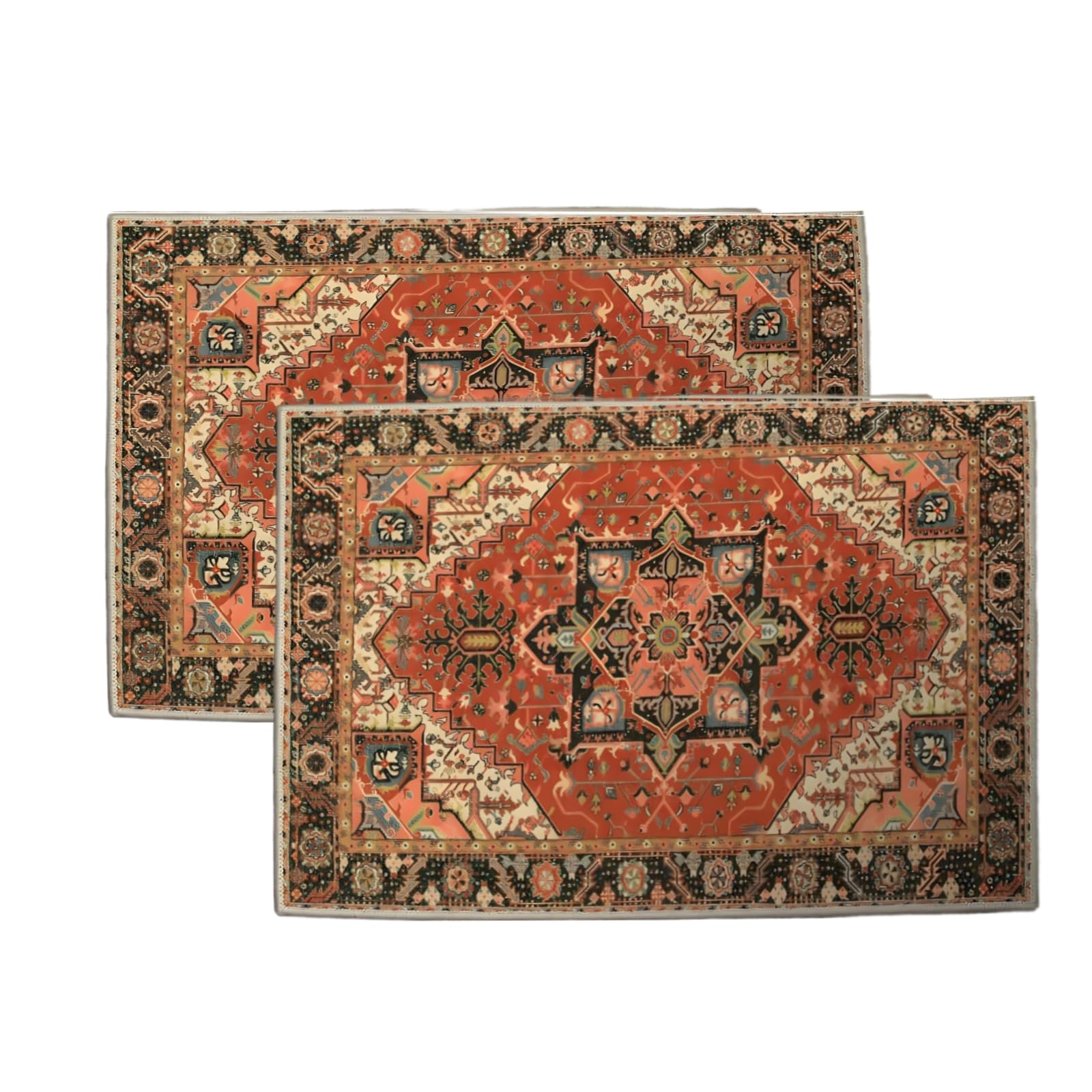2 Pcs Area Rugs 18" x 30" Washable Non Slip Retro Floor Mat Area Rug Absorbent Entrance Rug Distressed Front Door Mat,Welcome Mats Entryway Rug