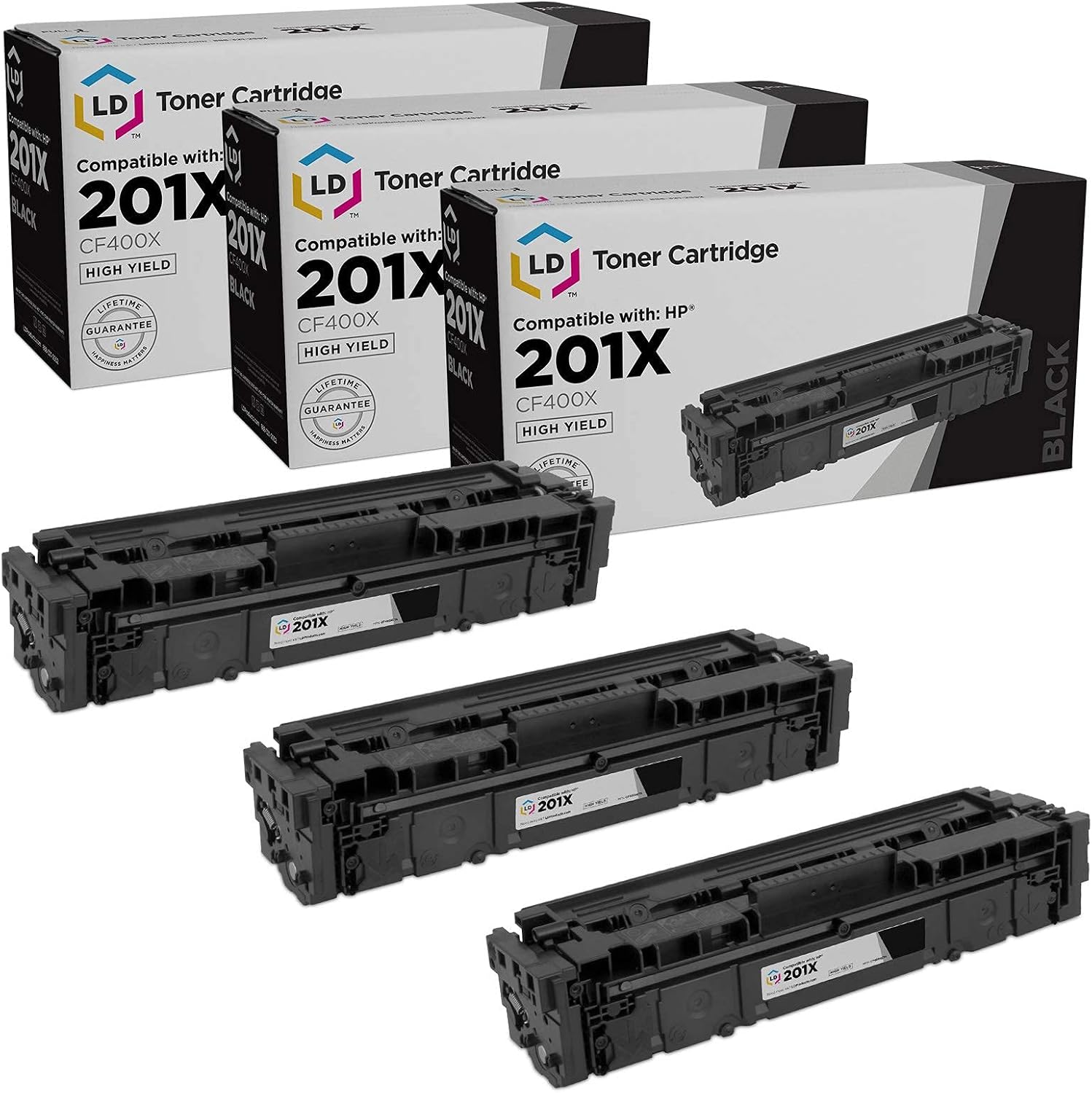 LD Products Compatible Toner Cartridge Replacement for HP 201X CF400X High Yield (Black, 3-Pack) for use in M252dw, M252n, M277c6, M277n, MFP M277dw Printers