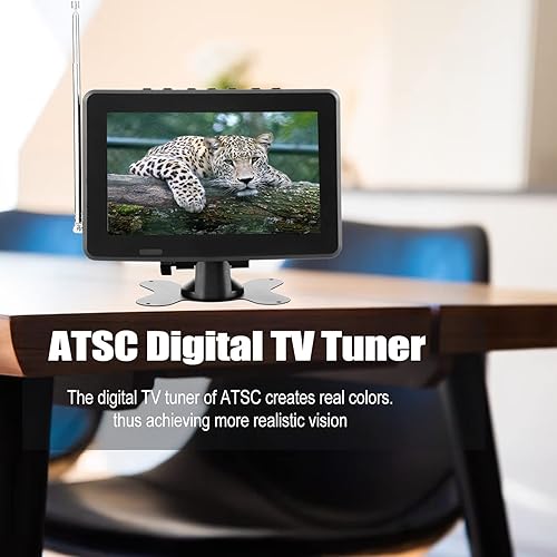 Miniatura 4 de Yoidesu Monitor LCD de TV portátil, 7 pulgadas 1080P recargable para automóvil TV digital con sintonizador ATSC, entrada AV, radio FM, SD, MMC, USB,