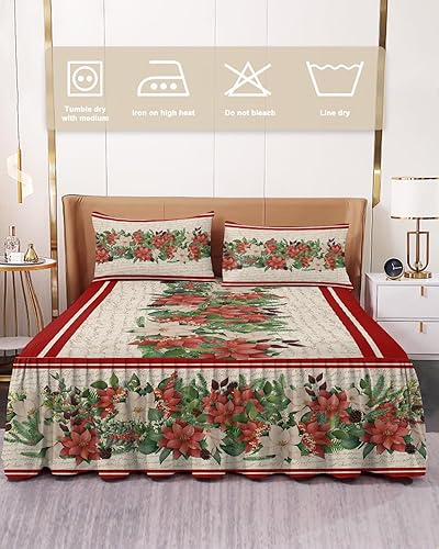 Miniatura 8 de Faldas de cama plisadas envolventes para mujeres africanas para cama matrimonial de 54 x 75 pulgadas, falda de cama decorativa con volantes de