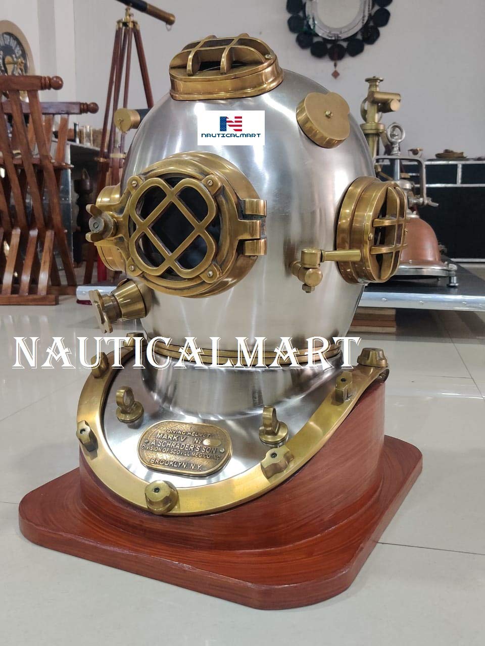 Amazon.com : Antique Brass Scuba Diving Divers Helmet US Navy Mark