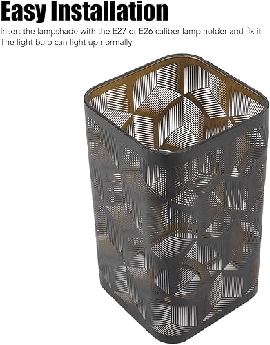 Miniatura 8 de Pantalla pequeña para lámpara E27 E26, moderna, decorativa, hueca, de metal, cilíndrica, pantalla para lámpara de mesa y lámpara de suelo, 7.9 x 4.5