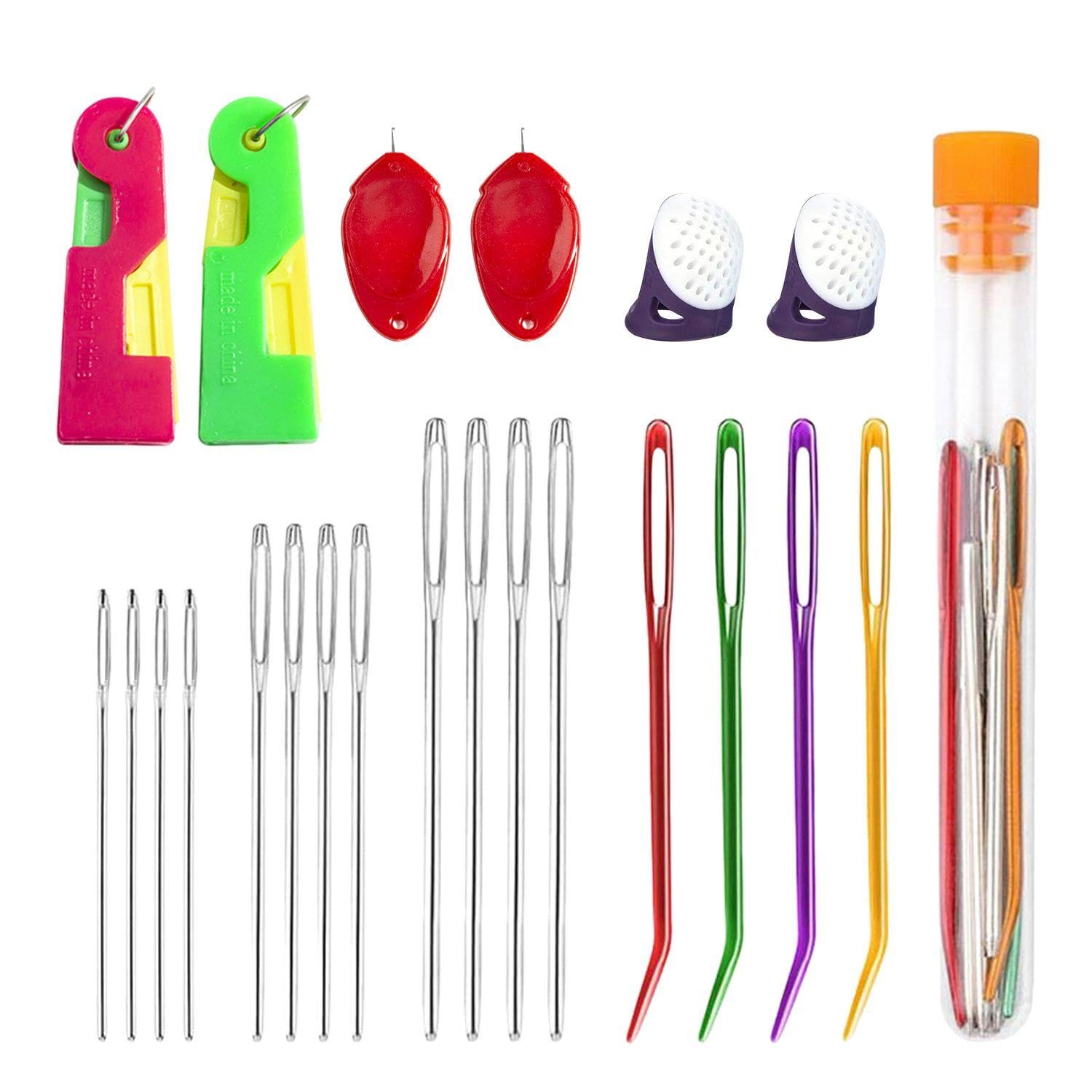 RNSKFG 1 Set Of Sewing Needles, 2 Pieces Of Silicone Finger Protective Cover, 4 Pieces Of Needle Threader, Hand-Knit Tool, Diy Sewing Accessories.