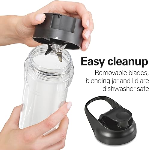 Miniatura 5 de Hamilton Beach Go Sport - Licuadora portátil para batidos con 20 onzas, tarro de viaje personal mezclado, motor de 600 vatios y cuchillas de acero