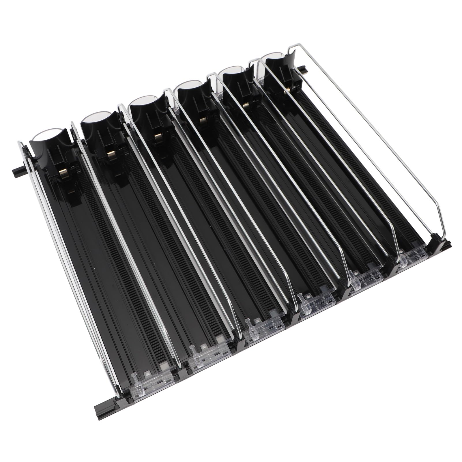 Omabeta Organizador de Latas para Frigorífico ABS, Dispensador de Bebidas Gaseosas de Fácil Carga Ajustable para el Hogar, Bar, Cocina, Refrigeradores de Garaje (Negro)