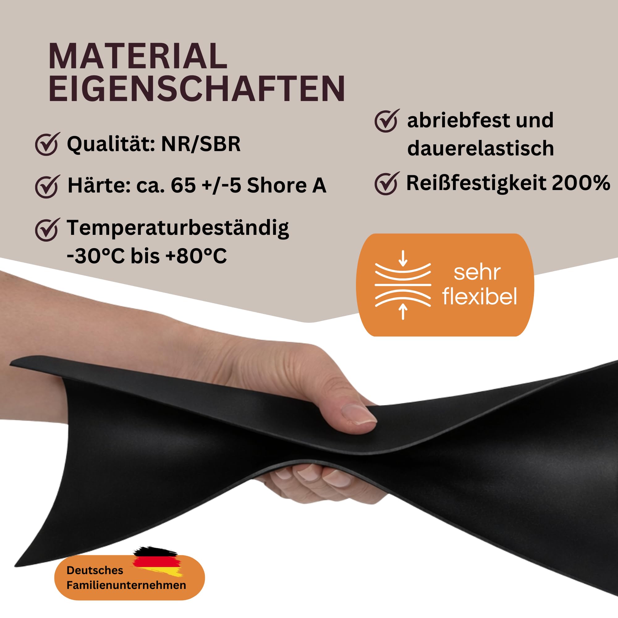sarian Gummimatte 3mm stark - LÄNGE bis 10 Meter auswählbar - BREITE bis 1 Meter auswählbar - zuschneidbar, wasserdicht, flexibel - Gummileiste Meterware Gummiunterlage Gummidichtung