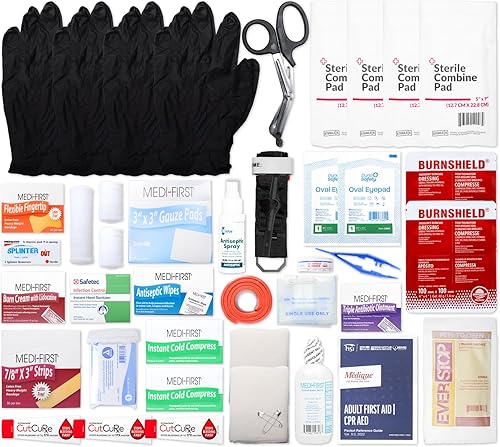 Miniatura 6 de MFASCO Kit de primeros auxilios de 2 estantes que cumple con la OSHA - Armario de metal de montaje en pared - 227 piezas - Seguridad en el lugar de