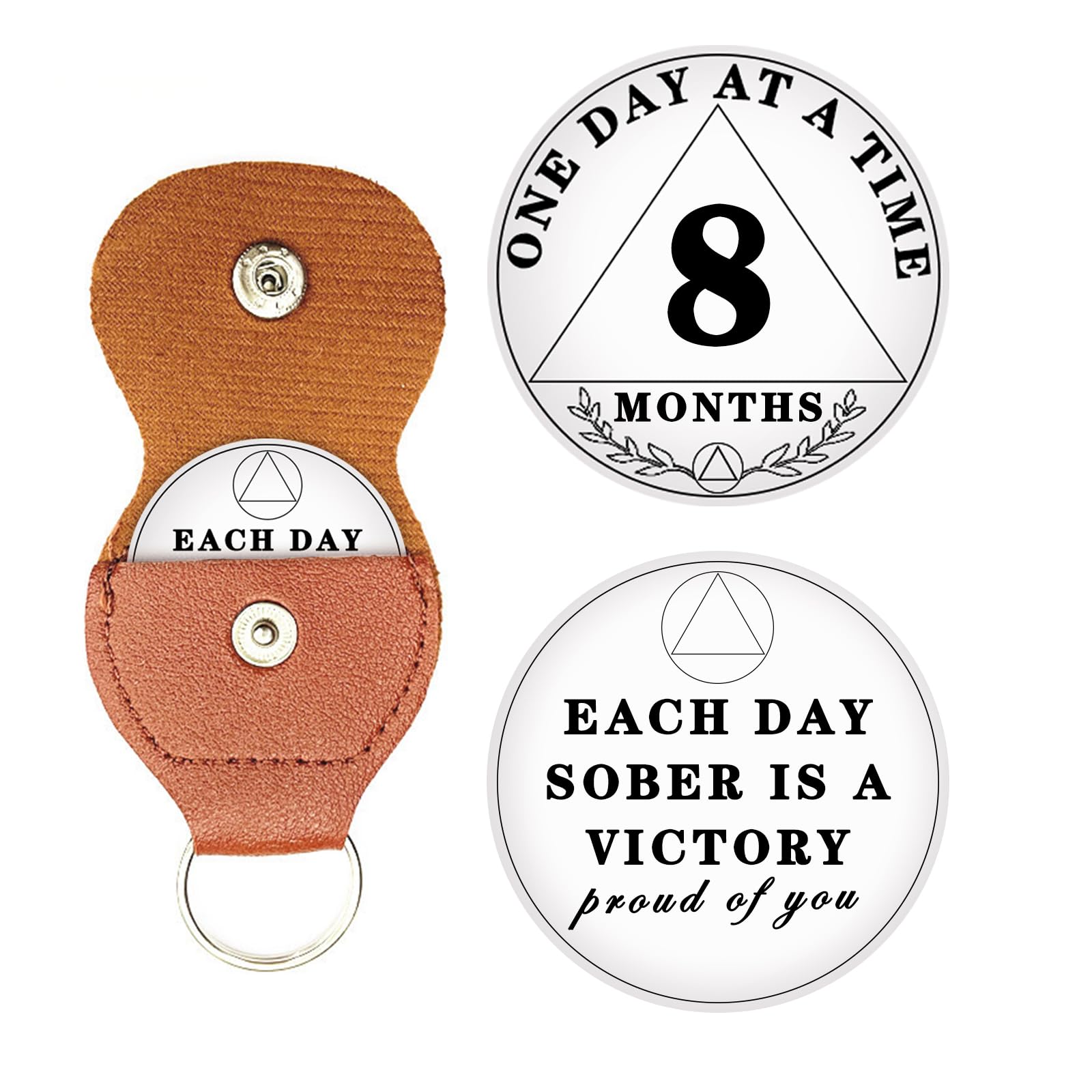 8 Month Sobriety Chip, One Day at A Time AA Chips and Medallions - Sobriety Recovery Coin Sober Token for Alcoholics Anonymous Recovery Sober Gifts