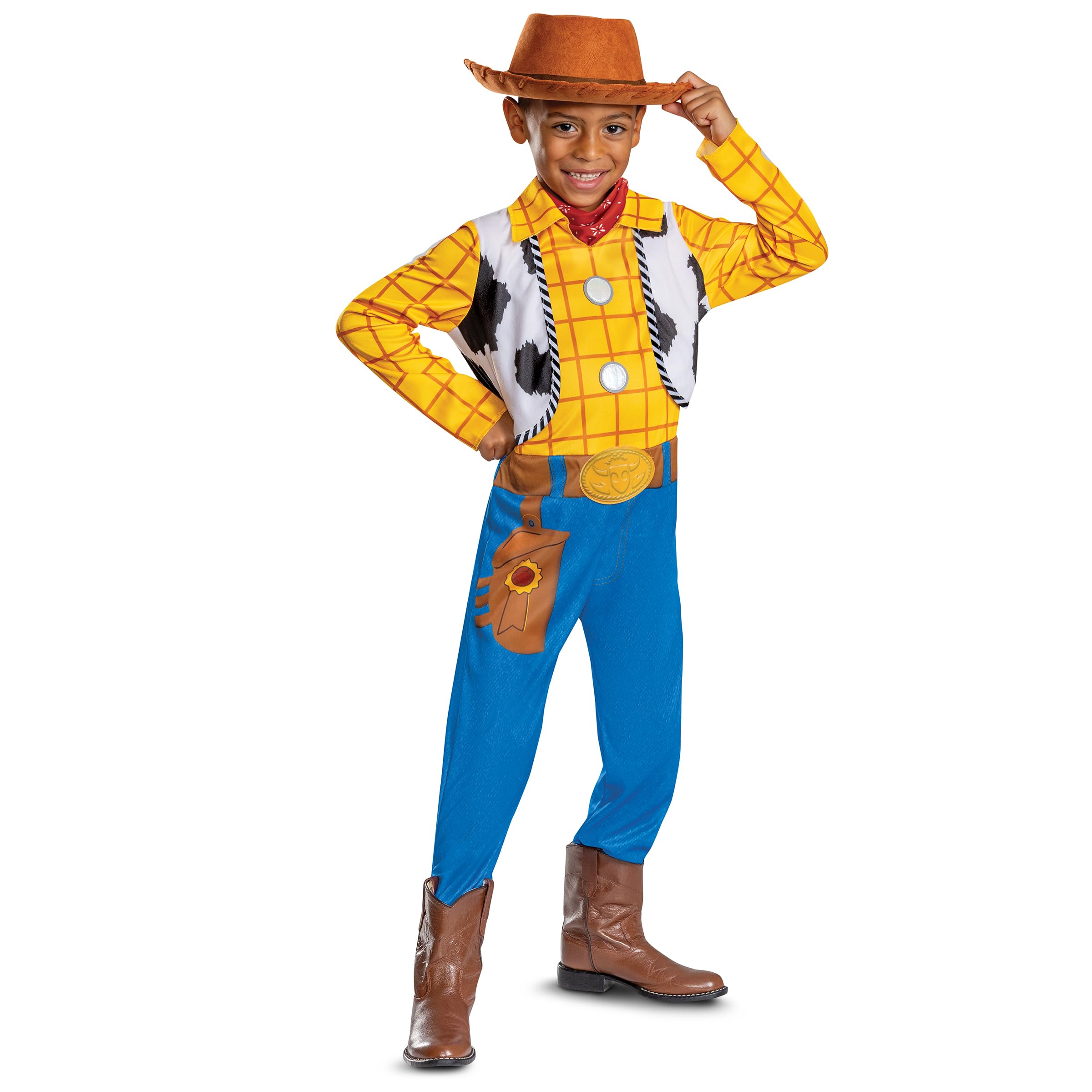 Disguise Boys' Disney Toy Story Woody Costume for Kids, Official Toy Story 5 Woody Halloween Dress Up Outfit