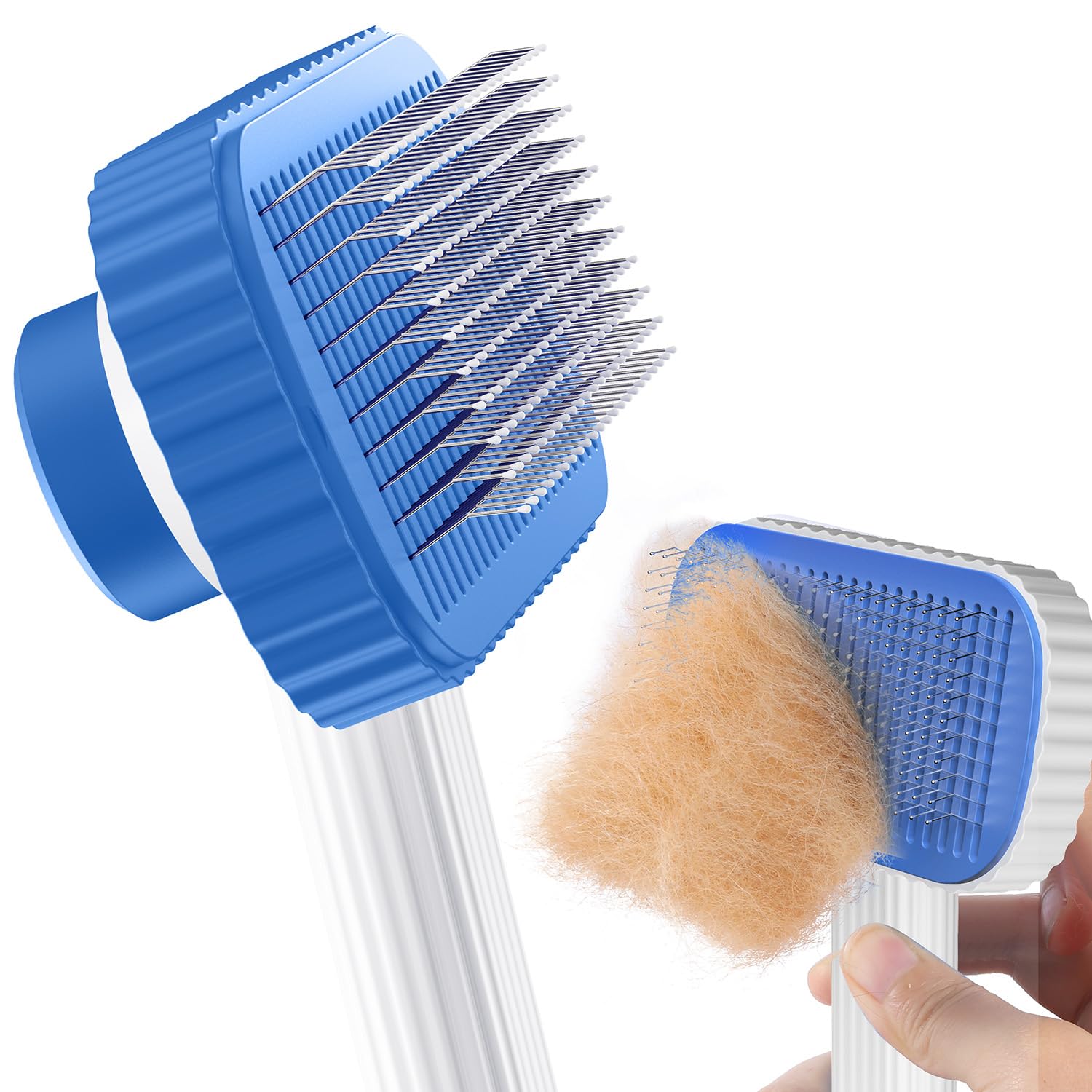 ACE2ACE Spazzola Gatto Cane Pelo Lungo e Corto, Autopulente Spazzola Morbida per Gatti e Cani, Cardatore per Cani Gatti, Brush per Barboncino,Golden Retriever,Labrador,Husky,Bulldog,Maltese, Azzurro