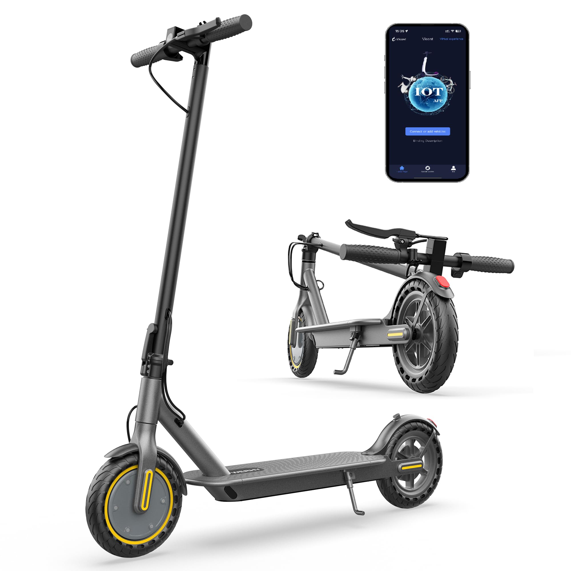 WERHY Electric Scooter, 8.5"/10" Tire, Powerful 350/500W Motor, Top Speed 19/22 MPH, 20-23Miles Max Range, Folding Escooter for Adults & Teens with Smart APP, Digital Display, Cruise Control H7-8.5''-21miles-350W