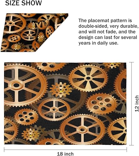 Miniatura 4 de Interesting Machine Decor Placemats Set of 4 Table Mats Washable Placemat Waterproof Place Mats for Party Home Dining Table Decor 18x12 in