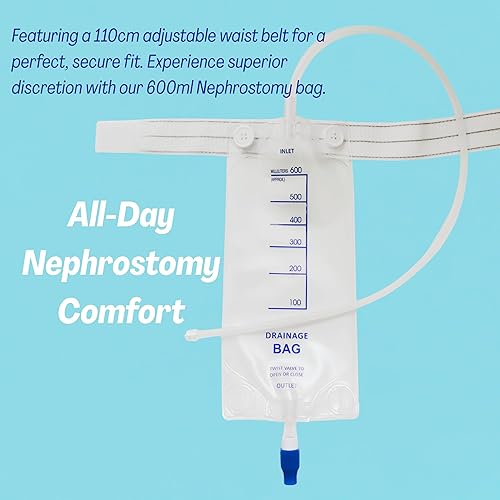 Miniatura 4 de Paquete de 3 bolsas transparentes de nefrostomía de 24 pulgadas (20.3 fl oz), bolsa de drenaje de orina con tubo de 24 pulgadas y válvula de drenaje