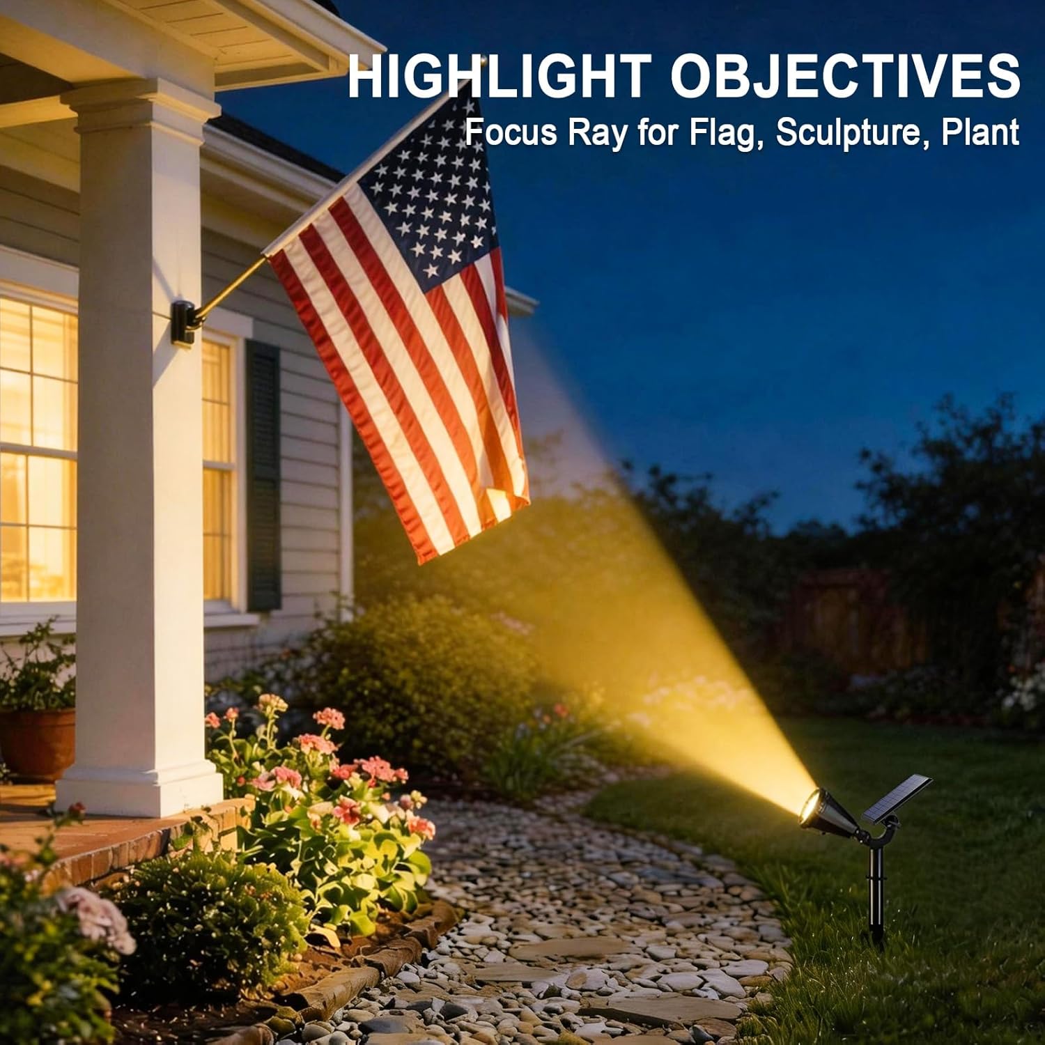 WELALO Solar Spot Lights Outdoor Waterproof IP65, 2 Pack 4 Lighting Modes Solar Powered Landscape Spotlights with Auto On/Off, Solar Garden Christmas Yard Pathway Wall Lights for Outside, Warm White