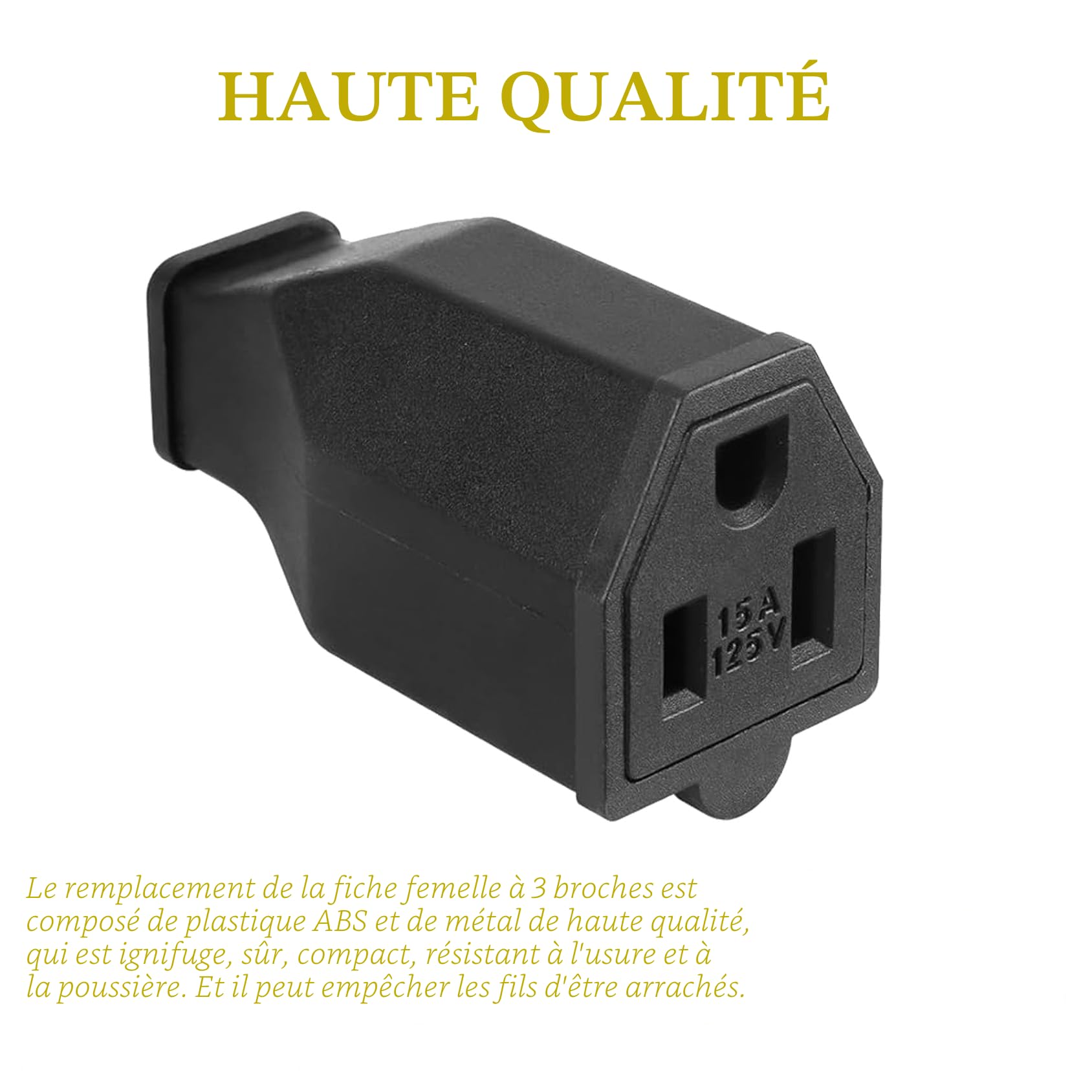 NEMA 5-15 15A 125V AC 2Pole 3Fils Mise a terre