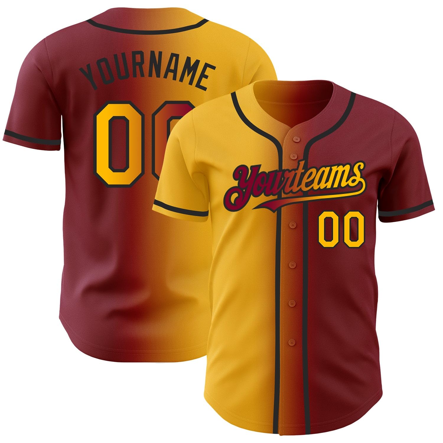 Generic Custom Baseball Jersey Men Women Youth Kids, Maroon Gold Printed Stitched Personalized Name Number Logo Baseball Shirt Baseball Uniform