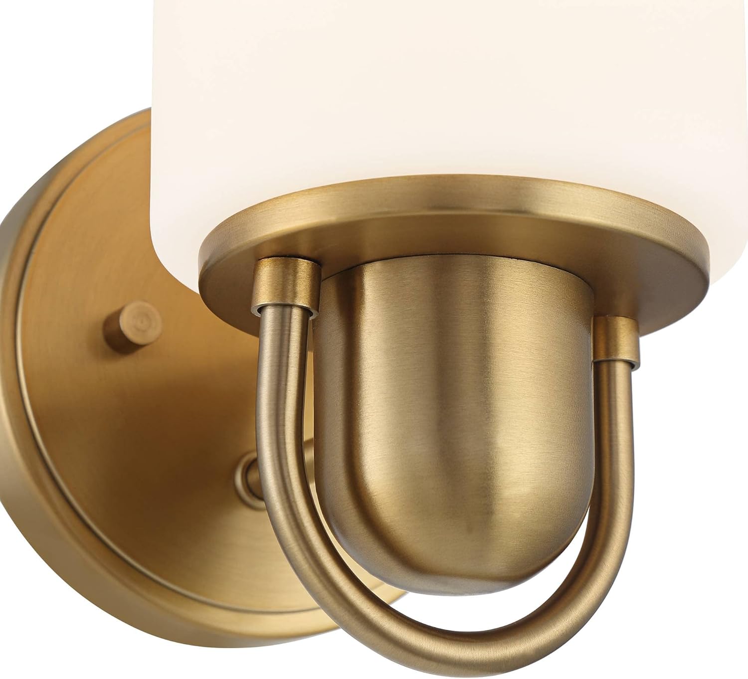 Possini Euro Design Copenhagan Modern Wall Light Sconce Warm Brass Gold Metal Hardwired 4 3/4" Fixture White Glass Shade for Bedroom Bathroom Vanity Living Family Room Hallway Dining Kitchen House