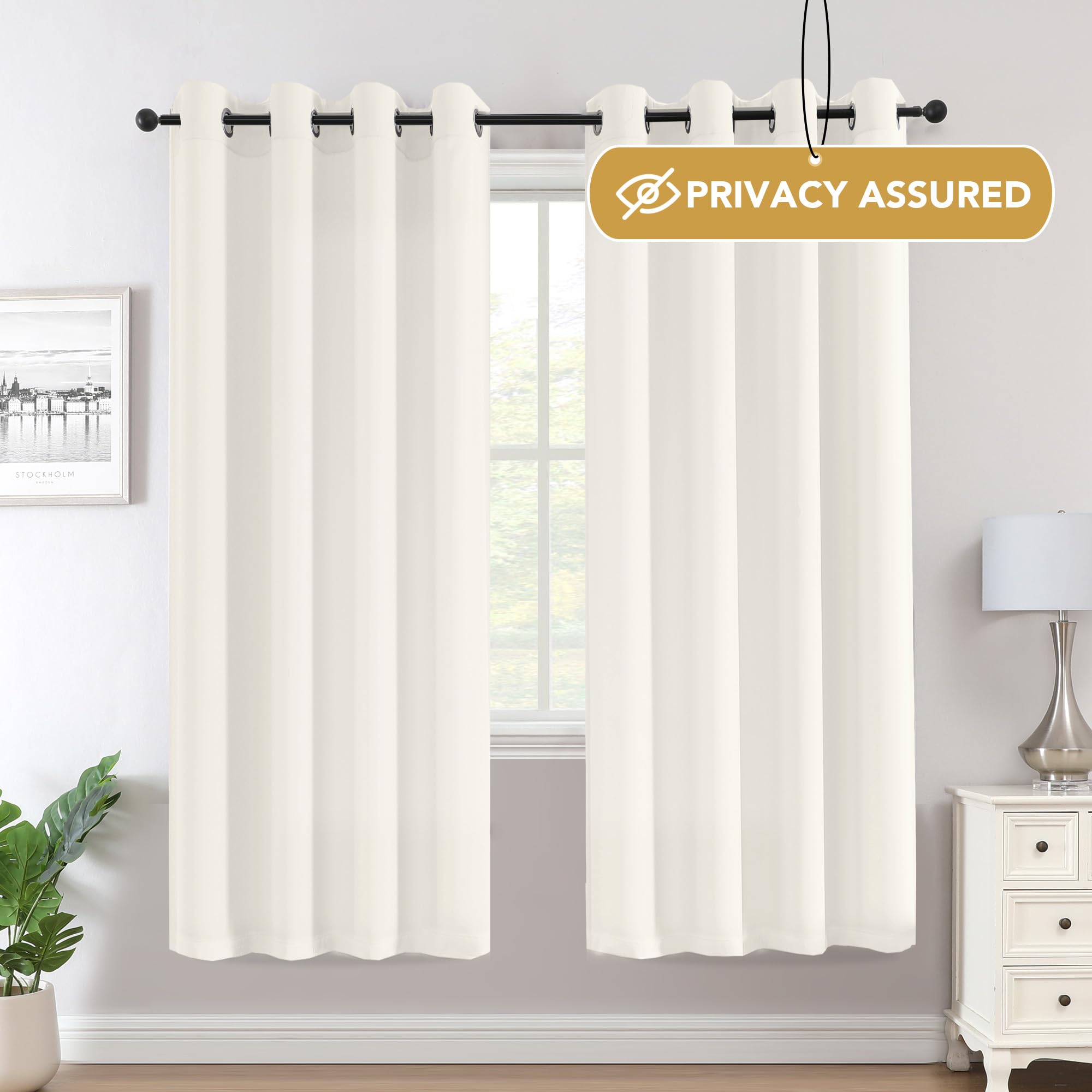 BellaHills Voile Curtains 72 Drop Non-See-Through Full Privacy Semi Sheer Curtains for Living Room/Bedroom Chiffon Curtains Eyelet Net Curtain for Windows 2 Panels - Image 2