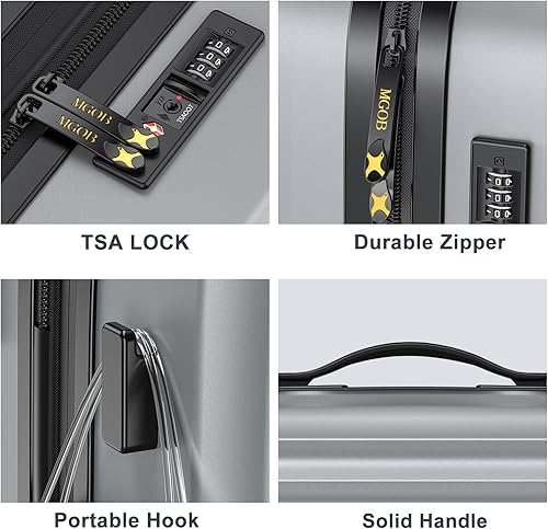 Miniatura 6 de Equipaje de mano Maleta rígida con ruedas giratorias y cerradura TSA, aprobada por aerolíneas para hombres y mujeres, 1-plateado, Duro