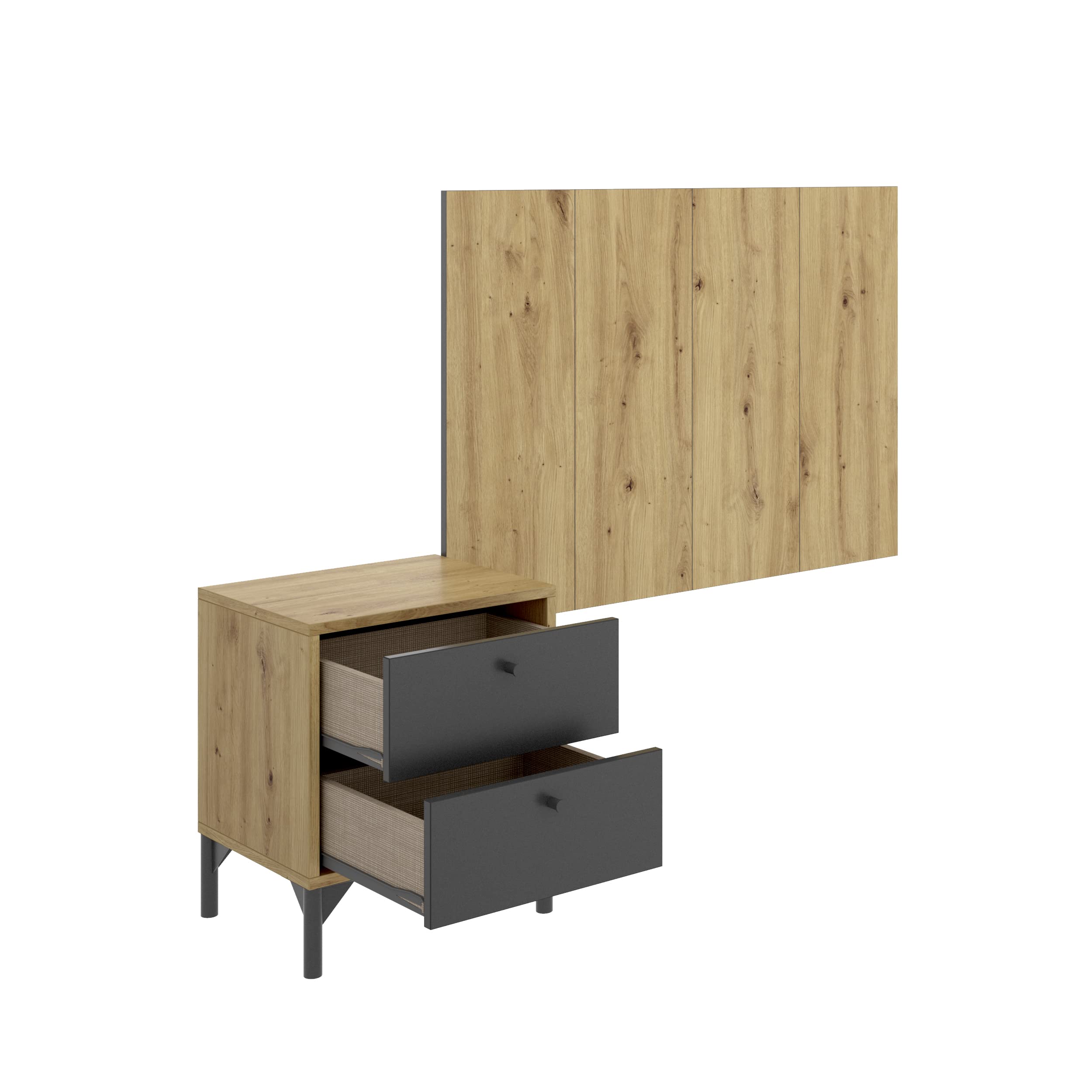 DEKIT GRUPO RIMOBEL Greta Tête de lit en Bois, Nordique et Graphite, lit Simple
