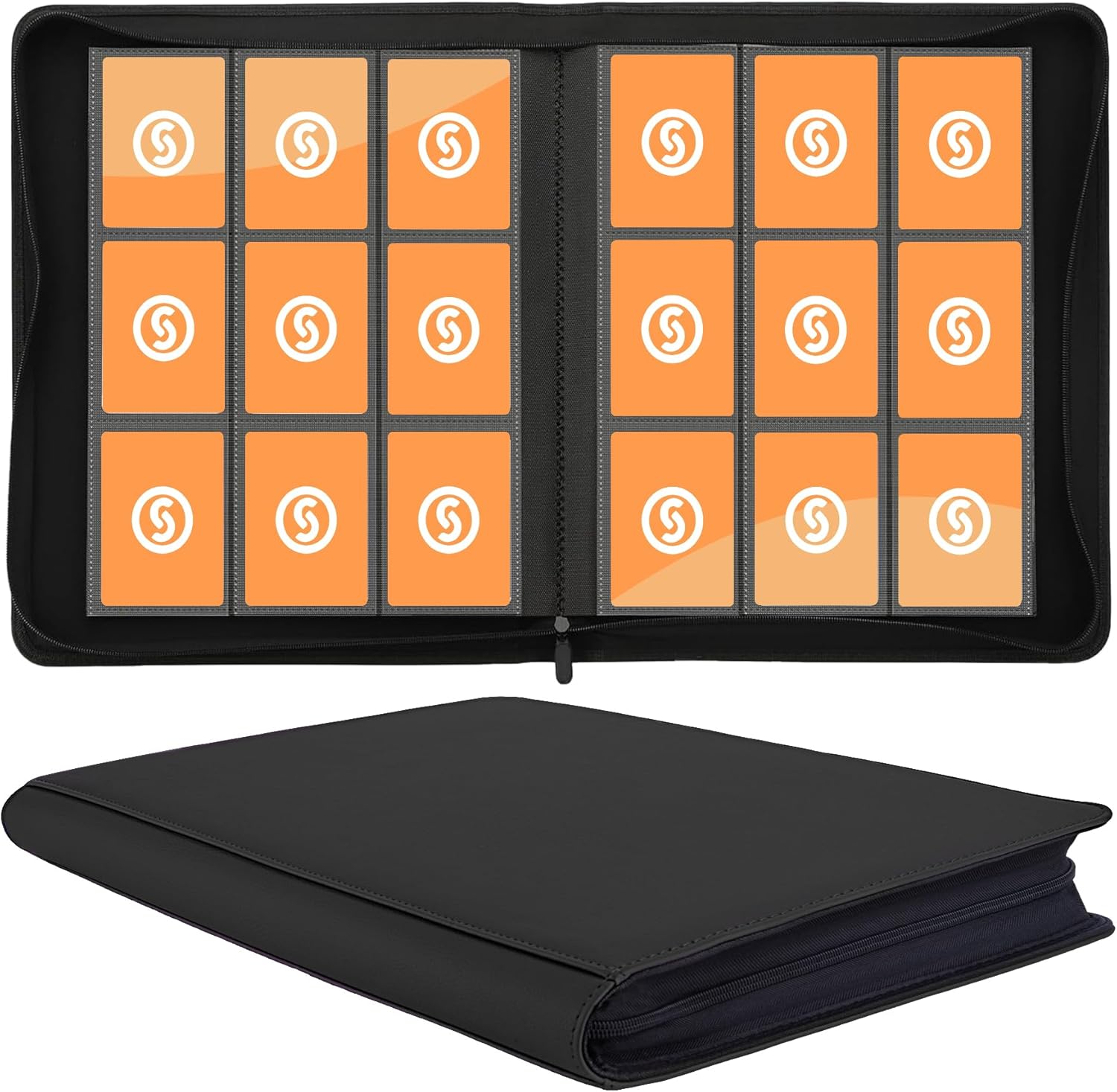 Card Binder 9 Pocket for 360 Cards - Premium Trading Card Binder with Sleeves Protection, Side Loading Card Collection Binder for TCG, MTG, YGO, Collectible Cards (Black)